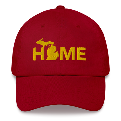 Michigan 'Home' Dad Hat (Geometric Sans Font) | Gold Embroidery