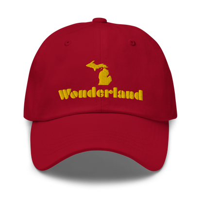 Michigan 'Wonderland' Dad Hat (Art Deco Font) [ Gold Embroidery