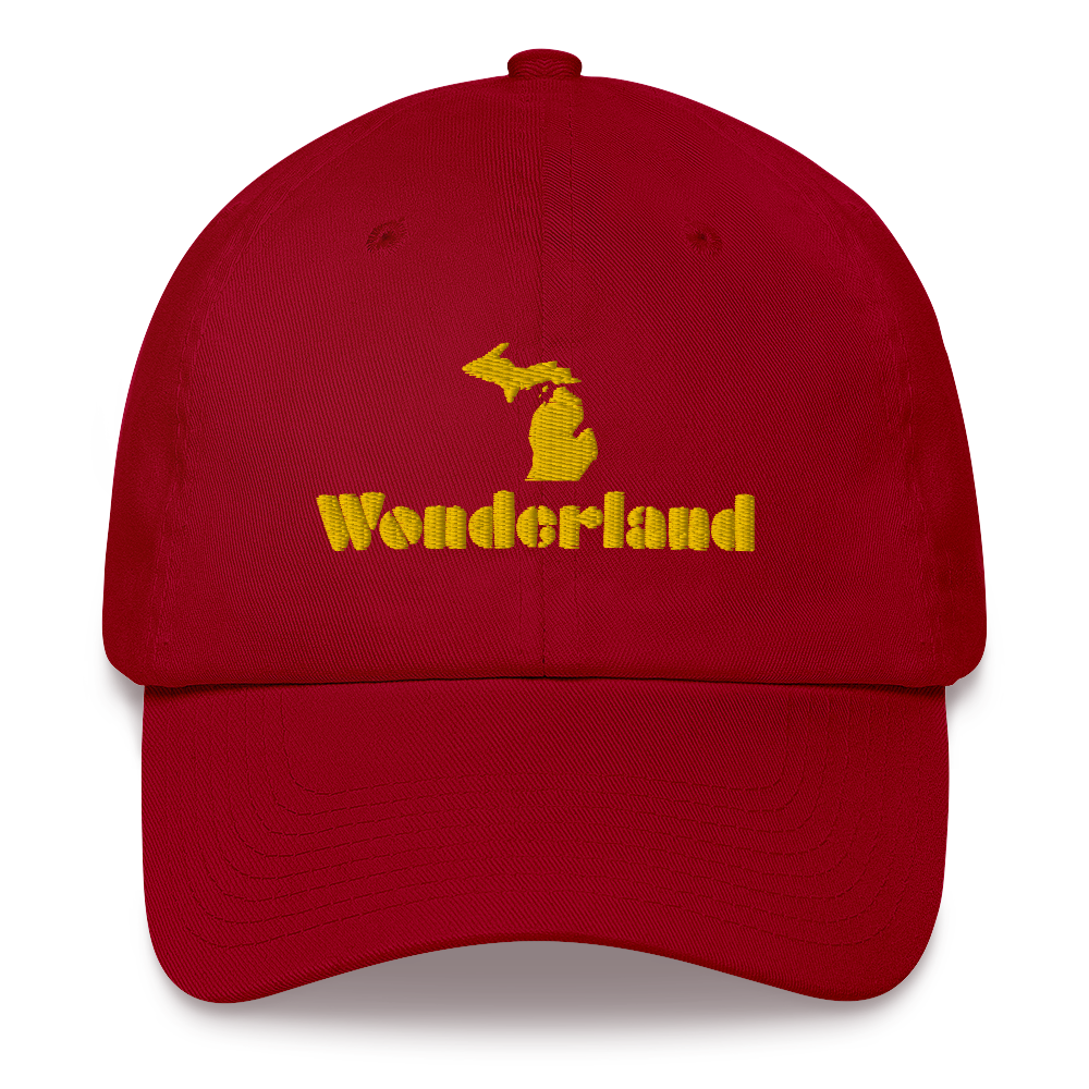 Michigan 'Wonderland' Dad Hat (Art Deco Font) [ Gold Embroidery