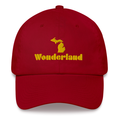 Michigan 'Wonderland' Dad Hat (Art Deco Font) [ Gold Embroidery