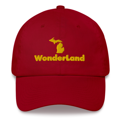 Michigan 'Wonderland' Dad Hat (Geometric Sans Font) | Gold Embroidery