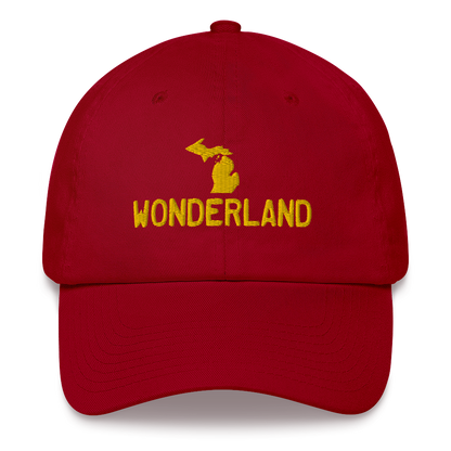 Michigan 'Wonderland' Dad Hat (Licence Plate Font) | Gold Embroidery