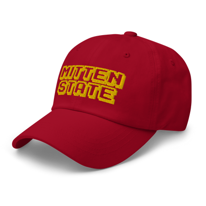 Michigan 'Mitten State' Dad Hat (Arcade Font) | Gold Embroidery