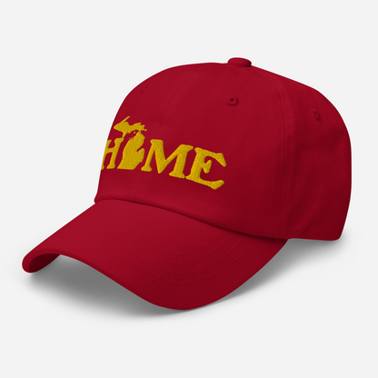 Michigan 'Home' Dad Hat (Woodcut Font) | Gold Embroidery