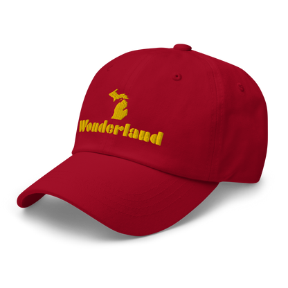 Michigan 'Wonderland' Dad Hat (Art Deco Font) [ Gold Embroidery