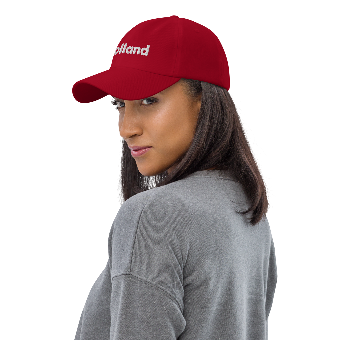 'Holland' Dad Hat | White/Red Embroidery