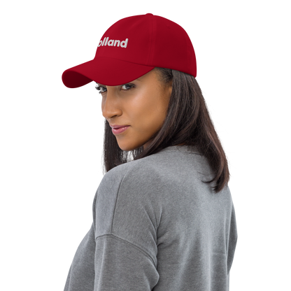 'Holland' Dad Hat | White/Red Embroidery