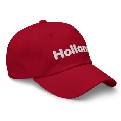 'Holland' Dad Hat | White/Red Embroidery