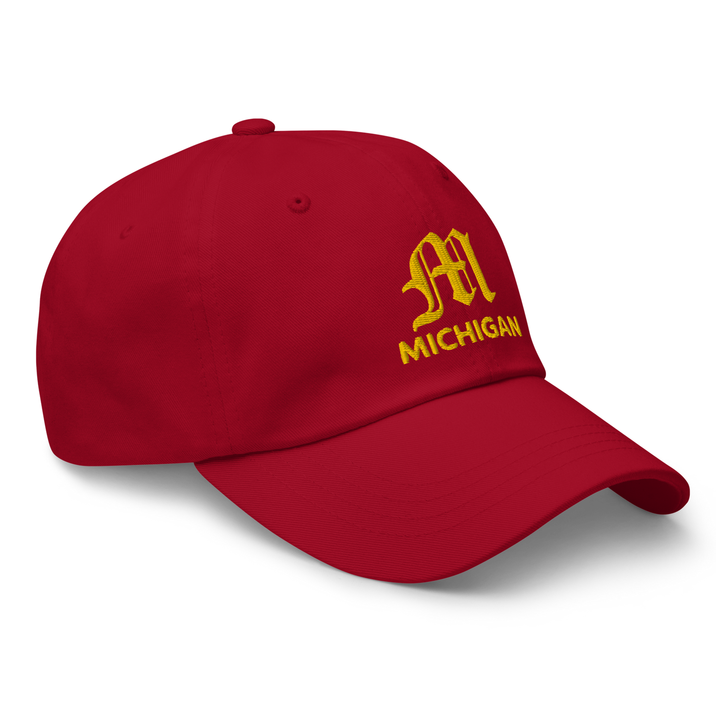 'Michigan' Dad Hat (w/ Old English M) | Gold Embroidery