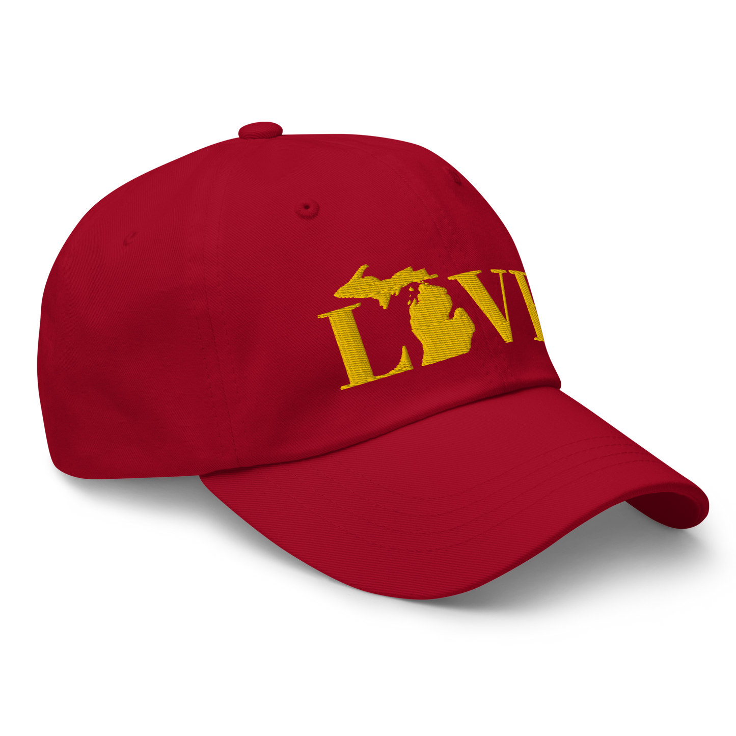 Michigan 'Love' Dad Hat (Didone Font) | Gold Embroidery