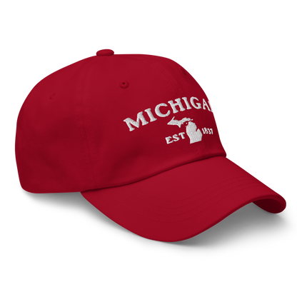 'Michigan EST 1837' Dad Hat (Woodcut Font)