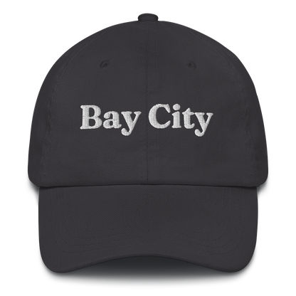 'Bay City' Dad Hat | White/Navy Embroidery