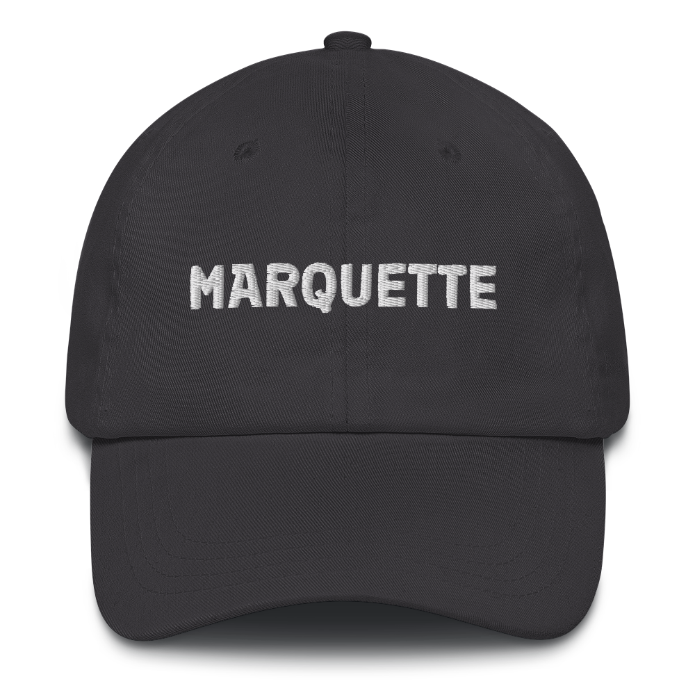 'Marquette' Dad Hat | White/Navy Embroidery