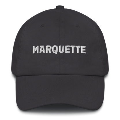 'Marquette' Dad Hat | White/Navy Embroidery