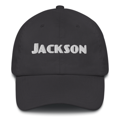 'Jackson' Dad Hat | White/Black Embroidery