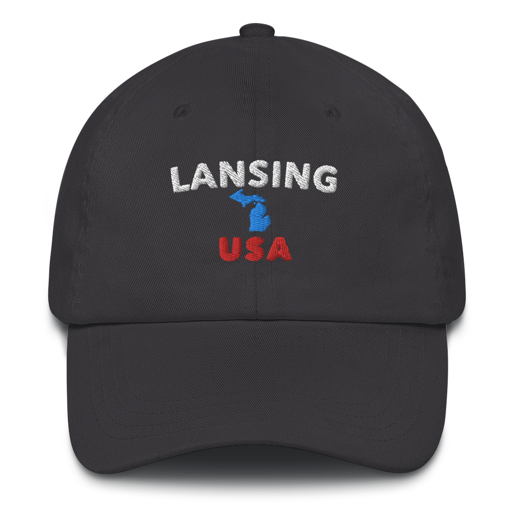 'Lansing USA' Dad Hat (w/ Michigan Outline)