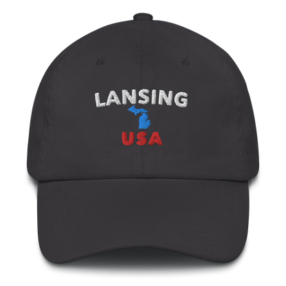 'Lansing USA' Dad Hat (w/ Michigan Outline)