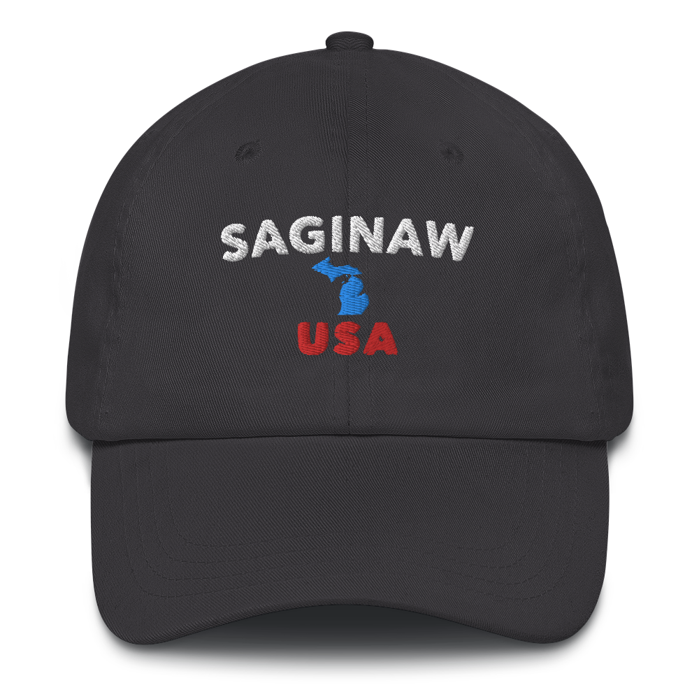 'Saginaw USA' Dad Hat (w/ Michigan Outline)