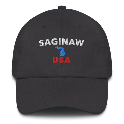 'Saginaw USA' Dad Hat (w/ Michigan Outline)