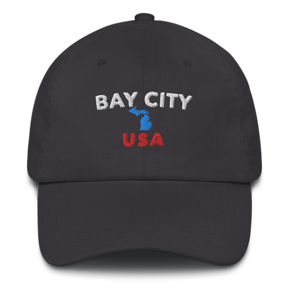 'Bay City USA' Dad Hat (w/ Michigan Outline)