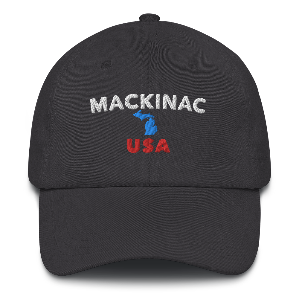 'Mackinac USA' Dad Hat (w/ Michigan Outline)