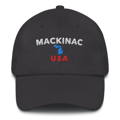 'Mackinac USA' Dad Hat (w/ Michigan Outline)