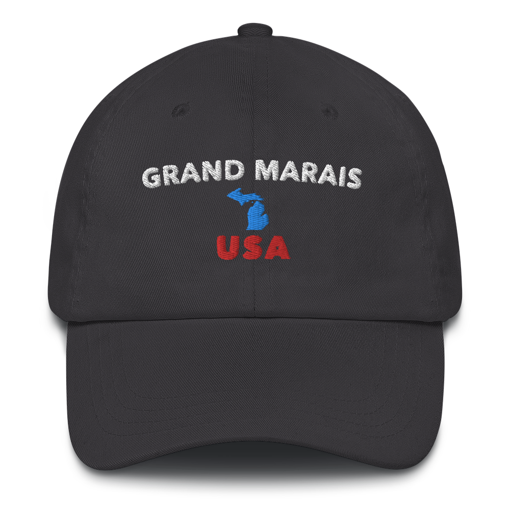 'Grand Marais USA' Dad Hat (w/ Michigan Outline)