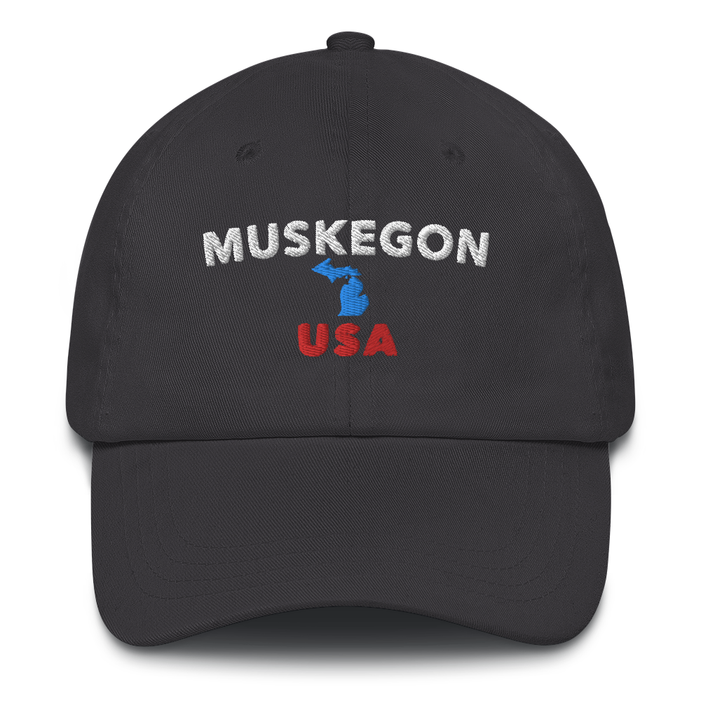 'Muskegon USA' Dad Hat (w/ Michigan Outline)