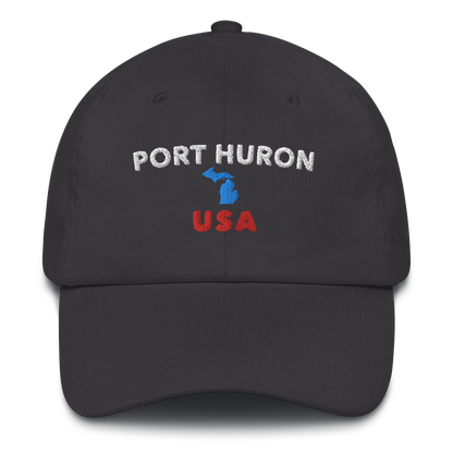 'Port Huron USA' Dad Hat (w/Michigan Outline)