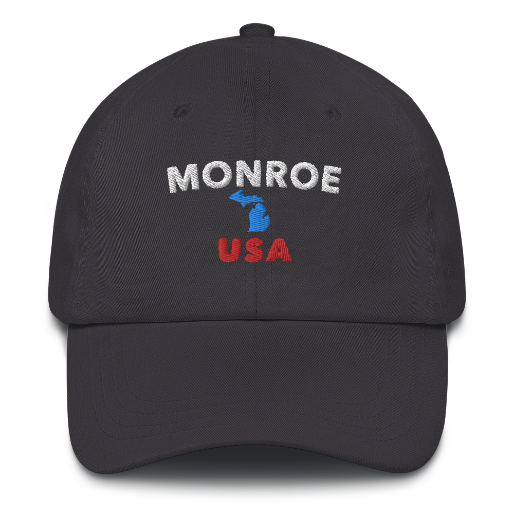 'Monroe USA' Dad Hat (w/ Michigan Outline)