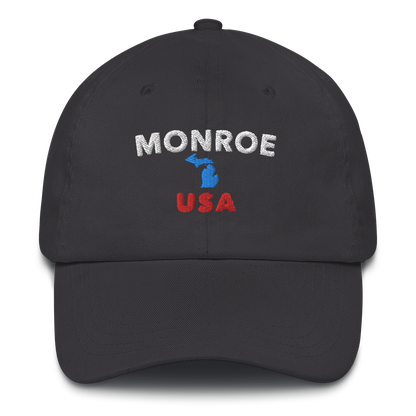 'Monroe USA' Dad Hat (w/ Michigan Outline)