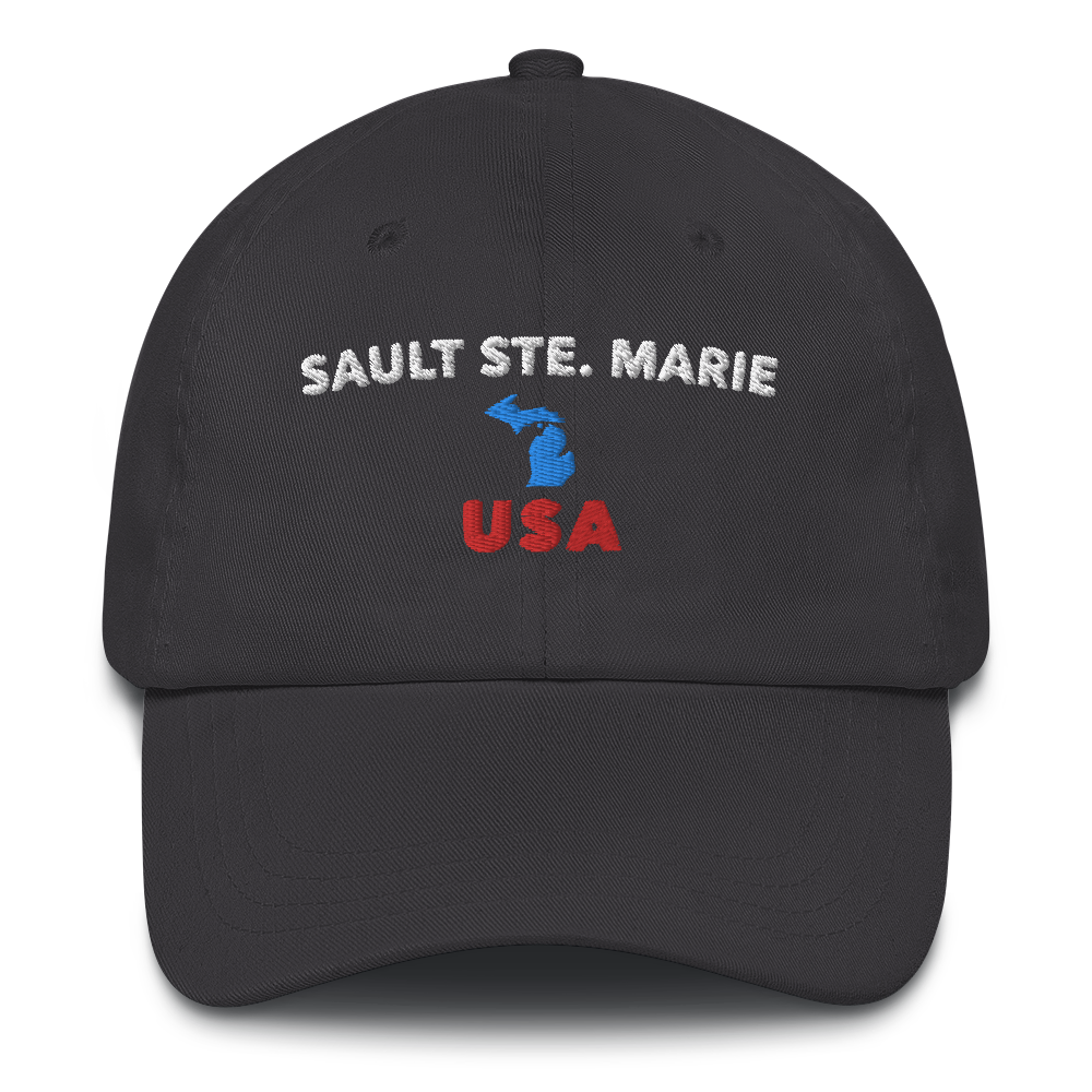 'Sault Ste. Marie USA' Dad Hat (w/ Michigan Outline)