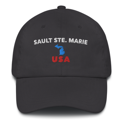 'Sault Ste. Marie USA' Dad Hat (w/ Michigan Outline)