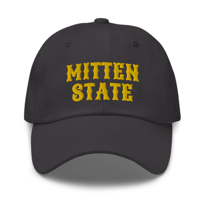 Michigan 'Mitten State' Dad Hat (Arcade Font) | Gold Embroidery