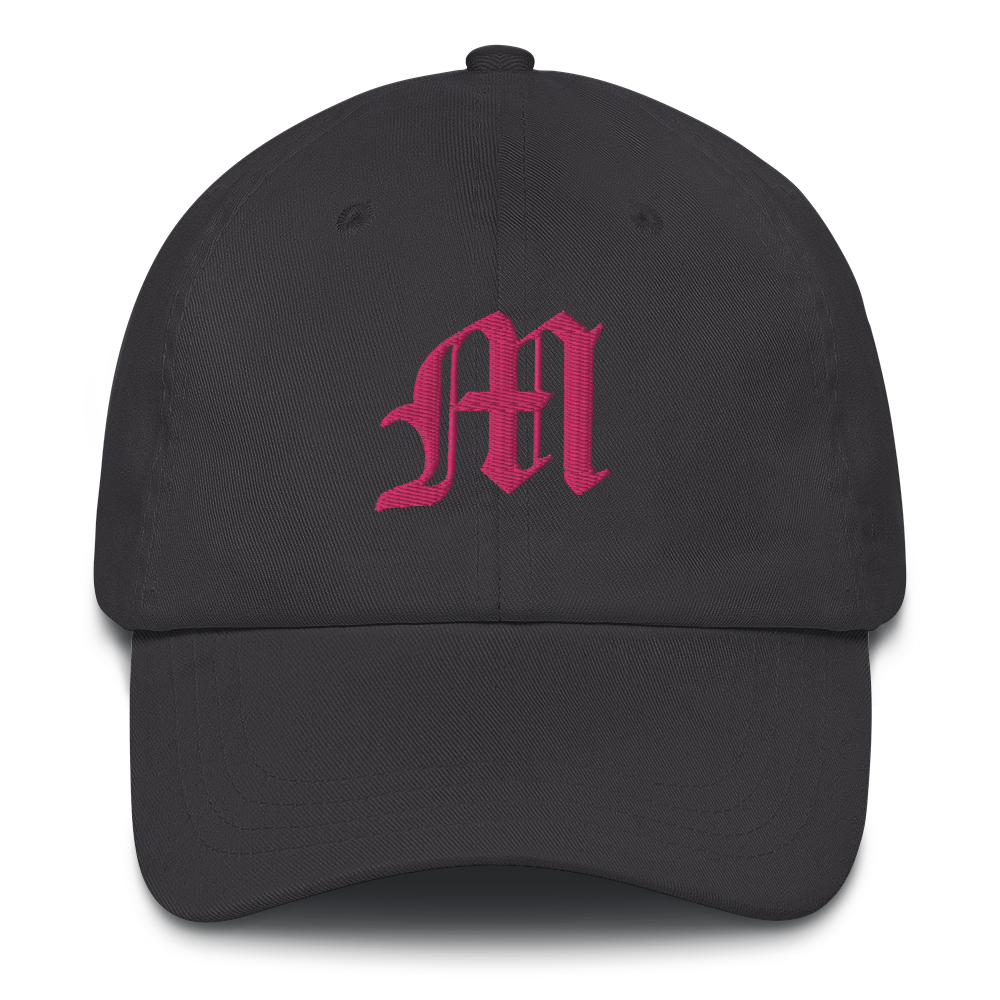 Old English 'M' Dad Hat (w/ 'Michigan' Back Design) | Pink Embroidery