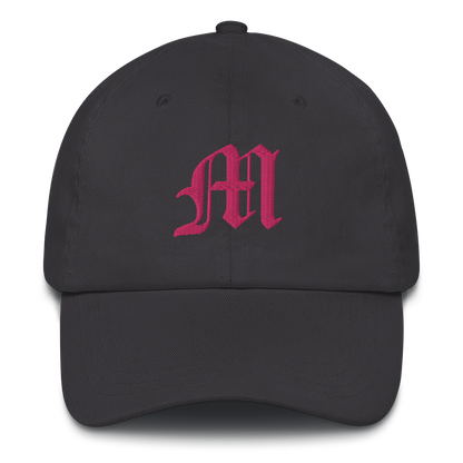 Old English 'M' Dad Hat (w/ 'Michigan' Back Design) | Pink Embroidery