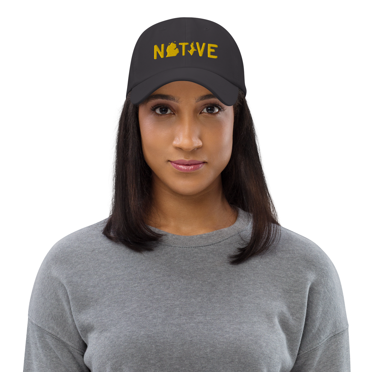 Michigan 'Native' Dad Hat (Licence Plate Font) | Gold Embroidery