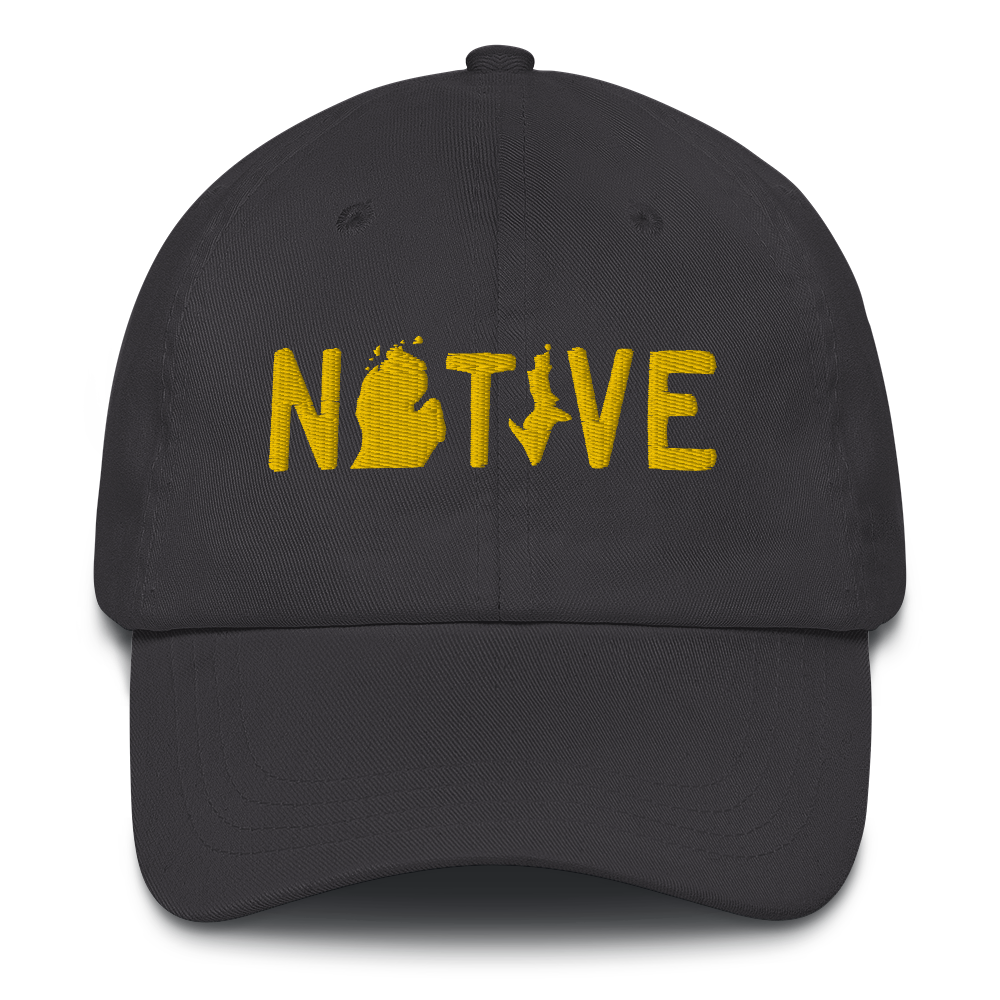 Michigan 'Native' Dad Hat (Licence Plate Font) | Gold Embroidery