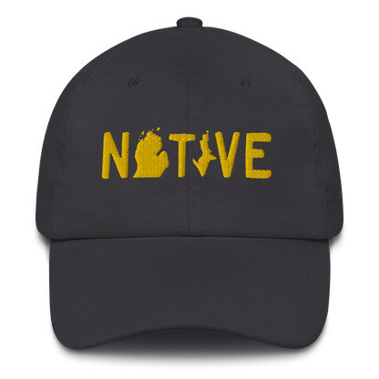 Michigan 'Native' Dad Hat (Licence Plate Font) | Gold Embroidery