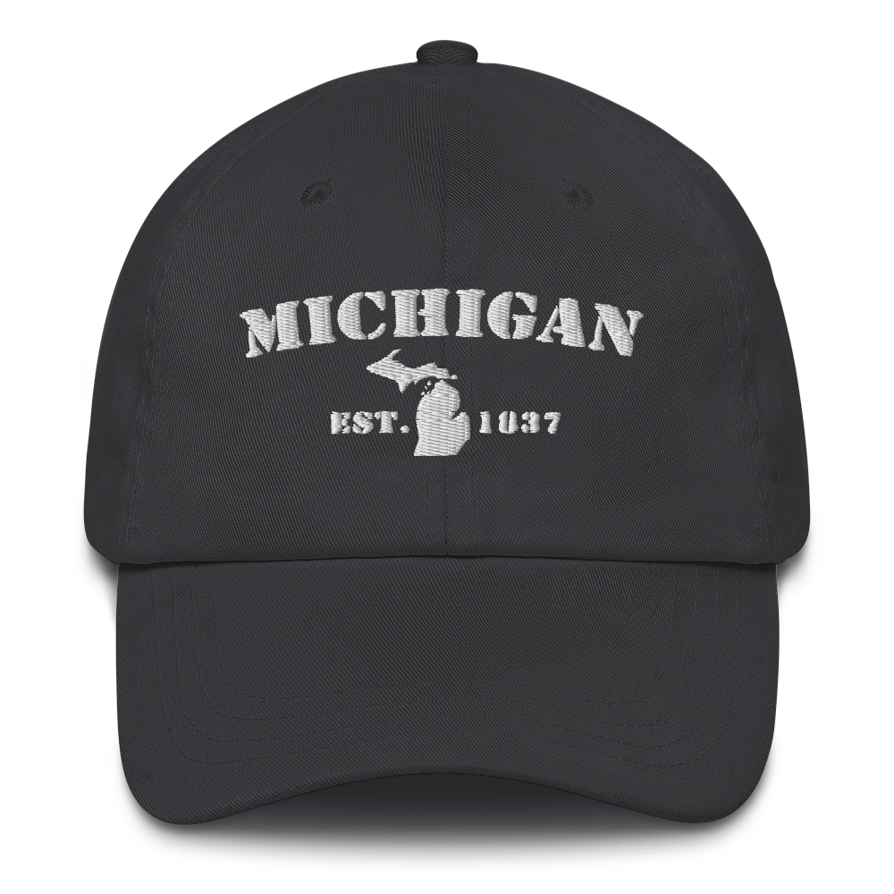 'Michigan EST 1837' Dad Hat (Army Font)