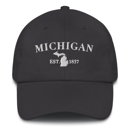 'Michigan EST 1837' Dad Hat (Didone Font)