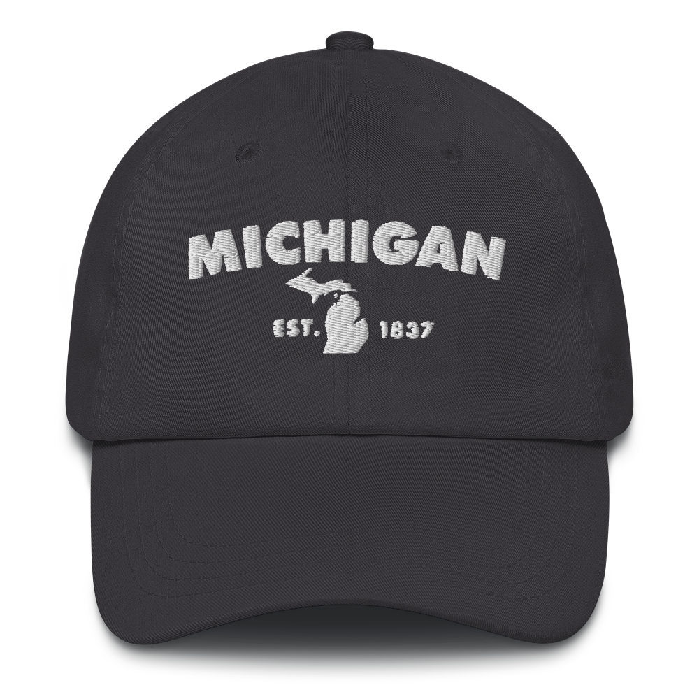 'Michigan EST 1837' Dad Hat (Geometric Sans Font)