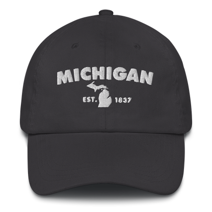 'Michigan EST 1837' Dad Hat (Geometric Sans Font)