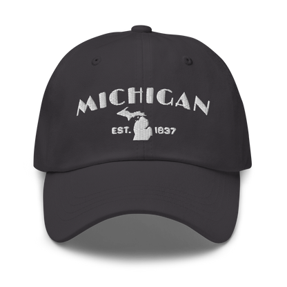 'Michigan EST 1837' Dad Hat (Theatrical Art Deco Font)