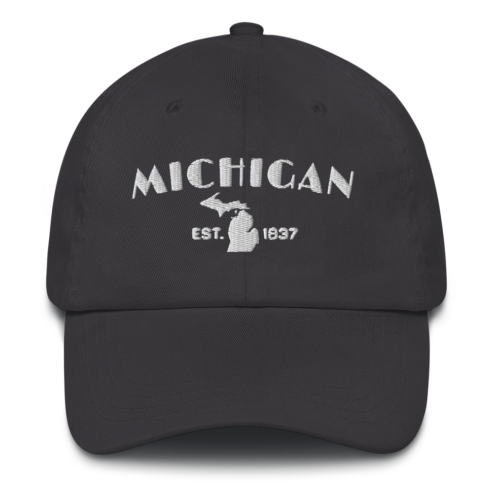 'Michigan EST 1837' Dad Hat (Theatrical Art Deco Font)