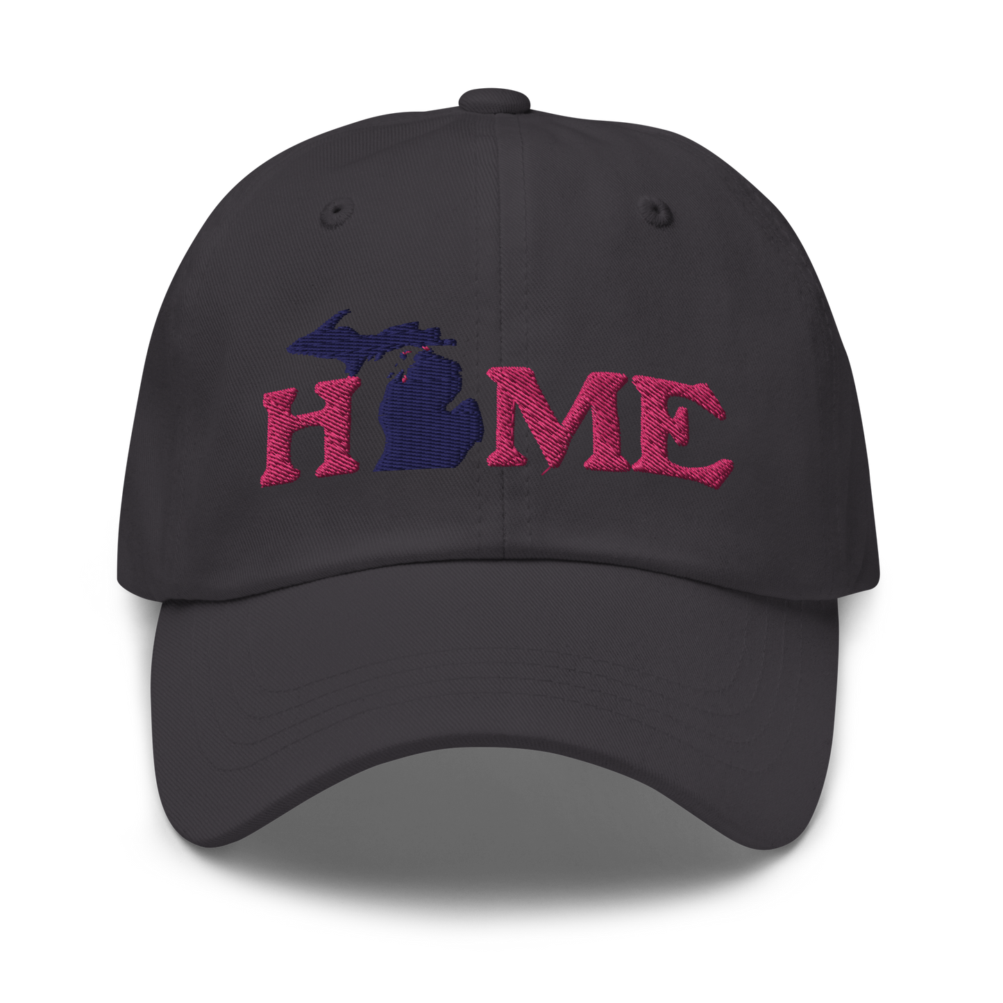 Michigan 'Home' Dad Hat (Woodcut Font) | Pink Embroidery