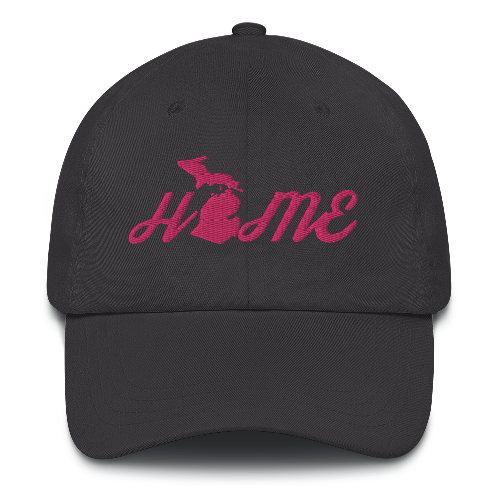 Michigan 'Home' Dad Hat (Script Font) | Pink Embroidery