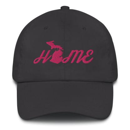 Michigan 'Home' Dad Hat (Script Font) | Pink Embroidery