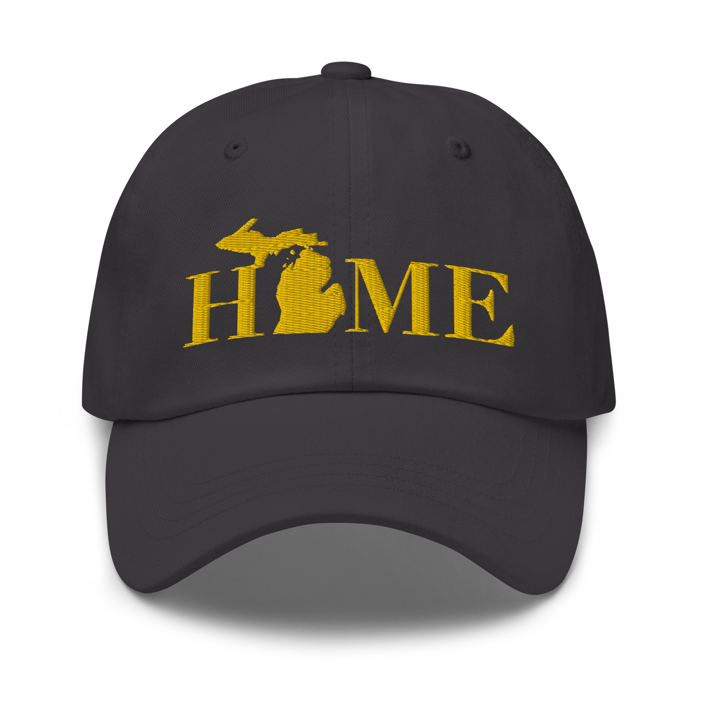 Michigan 'Home' Dad Hat (Geometric Sans Font) | Gold Embroidery