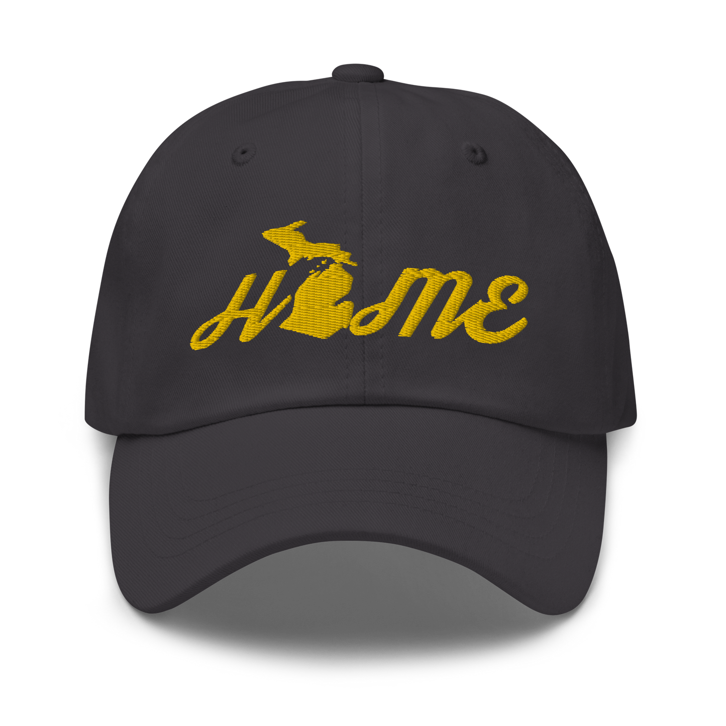 Michigan 'Home' Dad Hat (Script Font) | Gold Embroidery